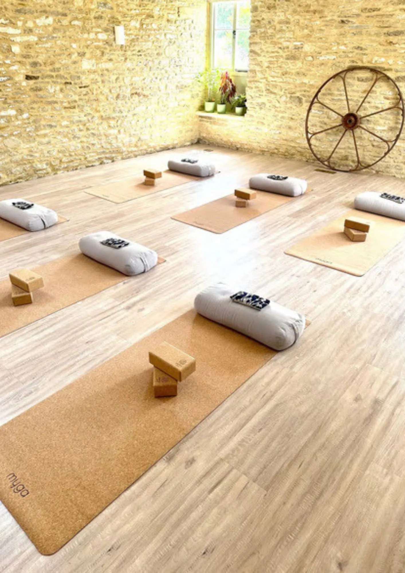 Gentle heart-opening yoga practice at Flourish empowerment retreat Berry Farm Cirencester
